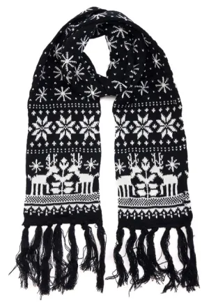 Black Snowflake Christmas Scarf