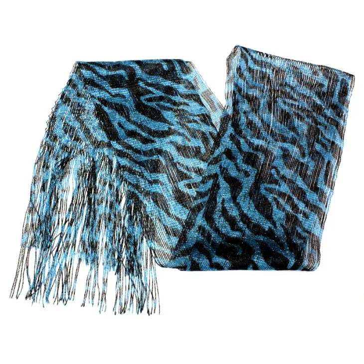 Blue Lightweight 3 in 1 Zebra Print Sheer Scarf