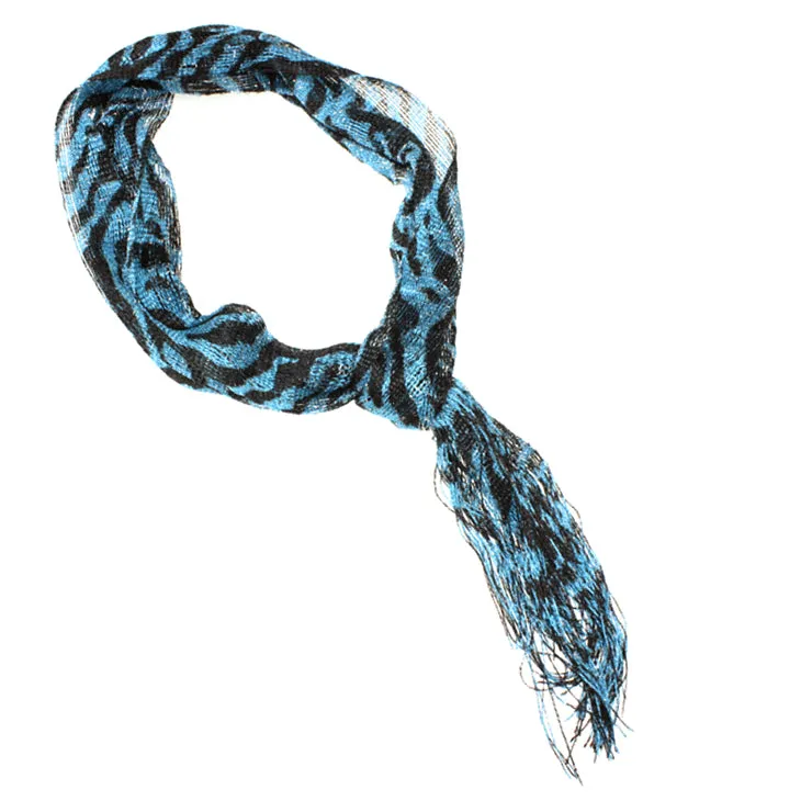 Blue Lightweight 3 in 1 Zebra Print Sheer Scarf