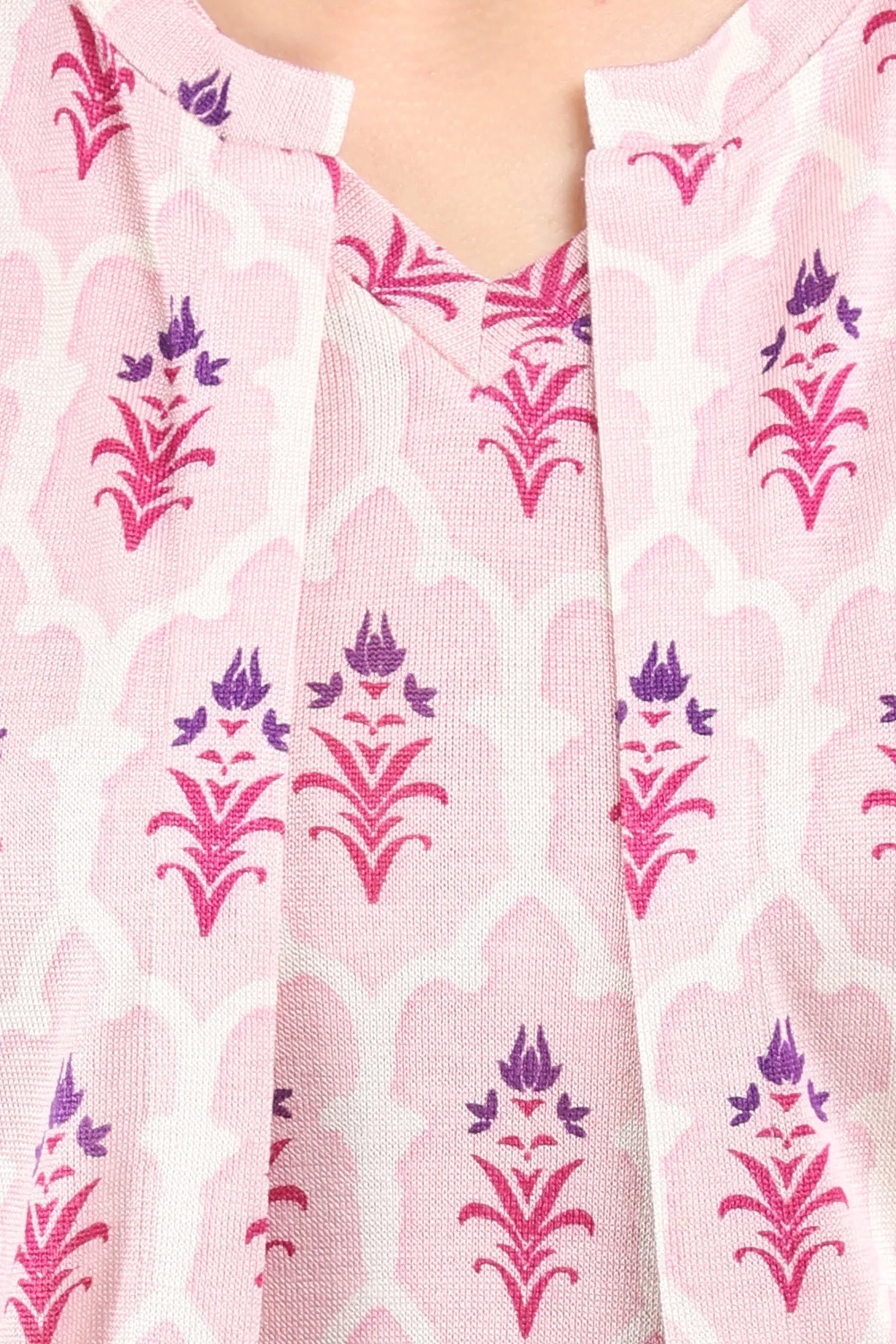 Blush Pink Floral Silk Wool Cashmere Twin Set