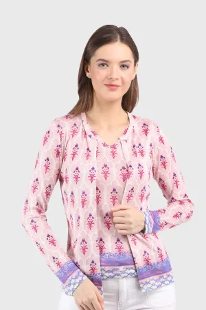 Blush Pink Floral Silk Wool Cashmere Twin Set