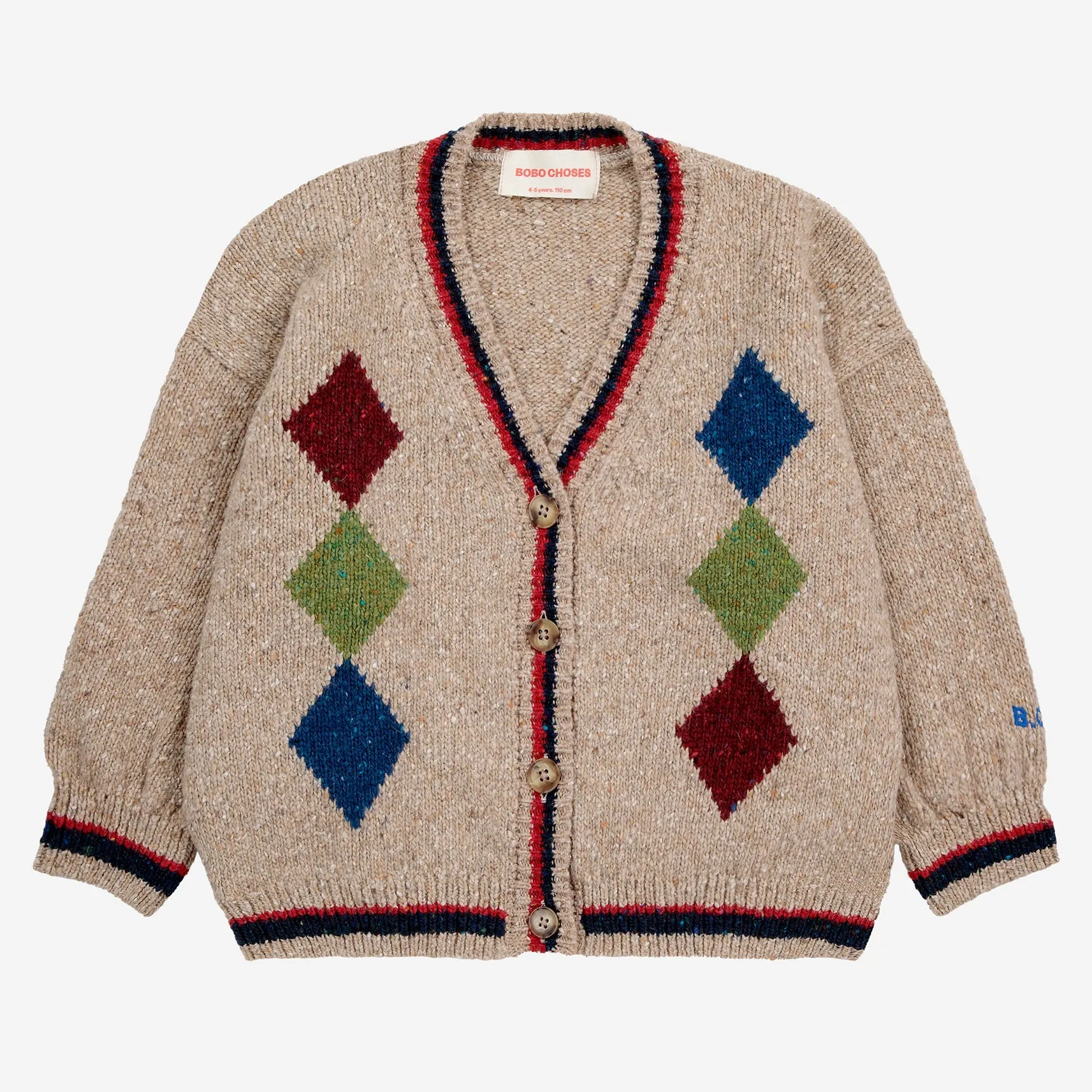Bobo Diamonds Intarsia Cardigan by Bobo Choses