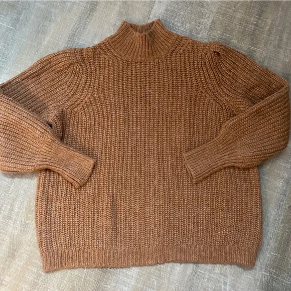 BODEN | Ribbed Fluffy High Neck Jumper Turtleneck Sweater Brown Tan Women’s 10