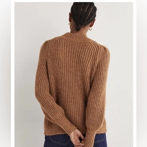 BODEN | Ribbed Fluffy High Neck Jumper Turtleneck Sweater Brown Tan Women’s 10