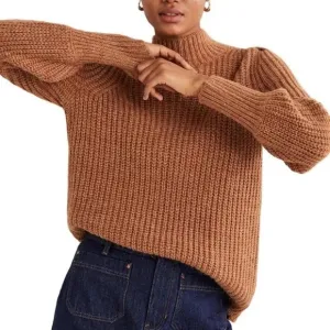 BODEN | Ribbed Fluffy High Neck Jumper Turtleneck Sweater Brown Tan Women’s 10