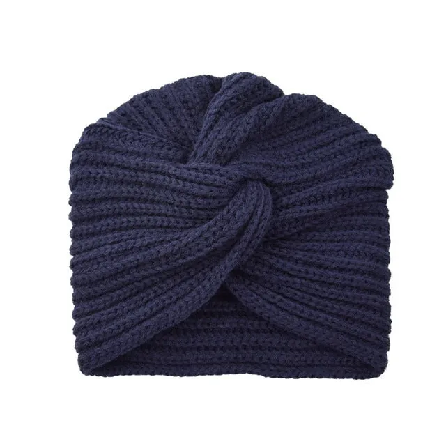 Bohemia turban cashmere cross wrap knitted Beanie