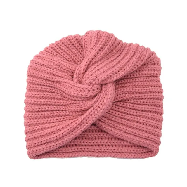 Bohemia turban cashmere cross wrap knitted Beanie