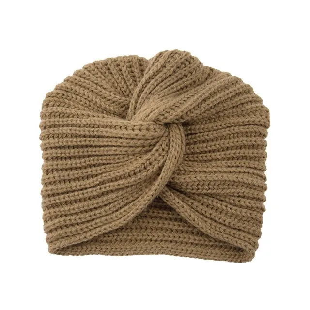 Bohemia turban cashmere cross wrap knitted Beanie
