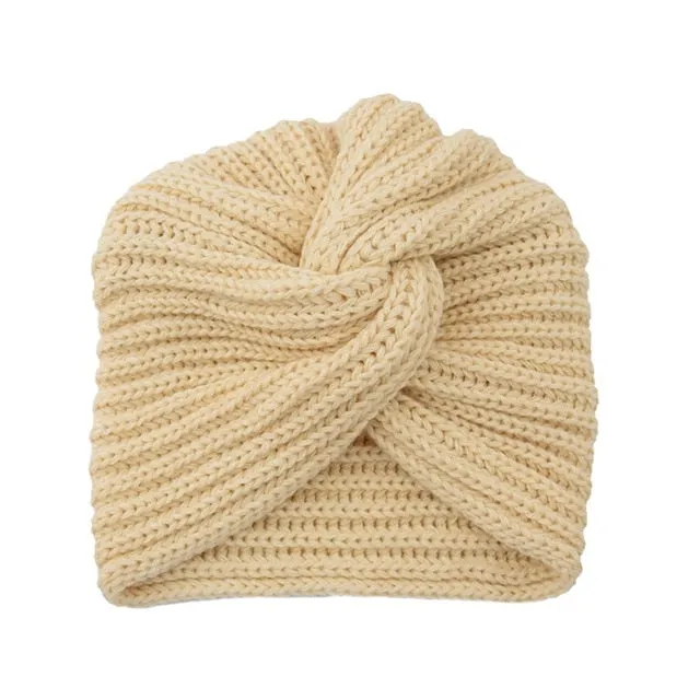 Bohemia turban cashmere cross wrap knitted Beanie