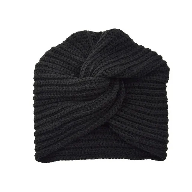 Bohemia turban cashmere cross wrap knitted Beanie