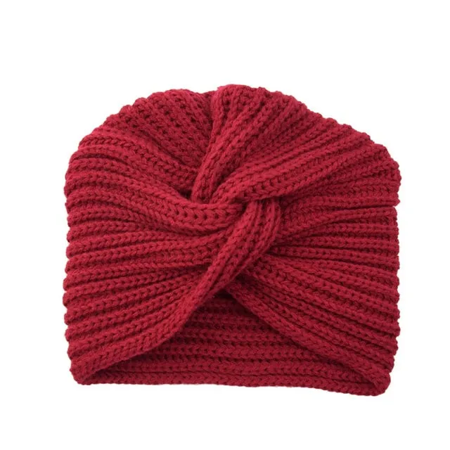 Bohemia turban cashmere cross wrap knitted Beanie