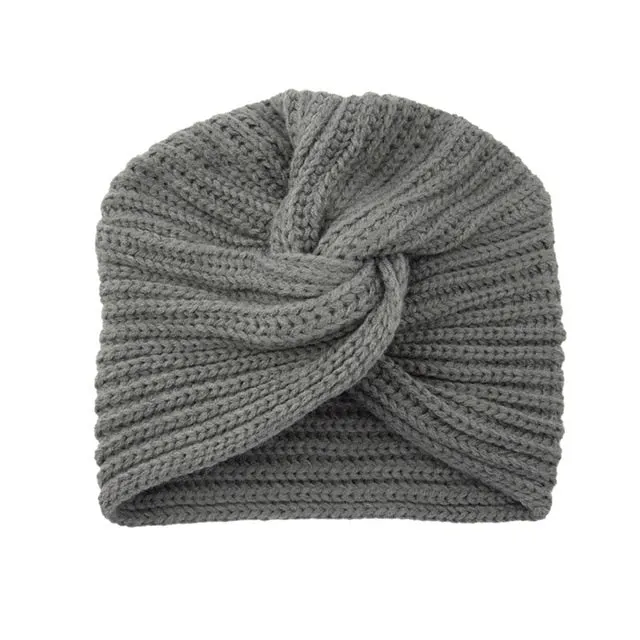 Bohemia turban cashmere cross wrap knitted Beanie