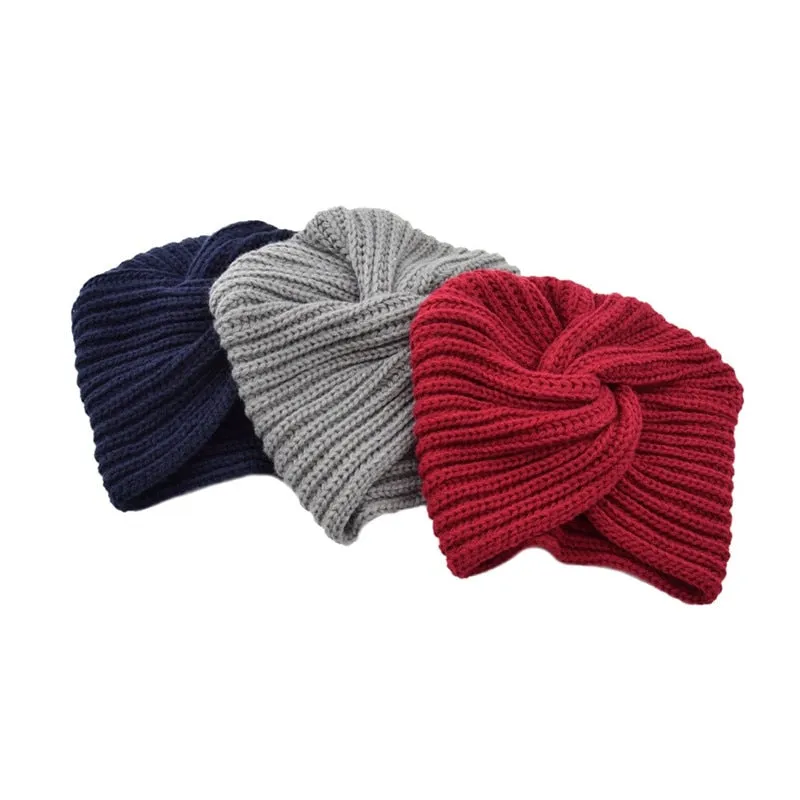 Bohemia turban cashmere cross wrap knitted Beanie