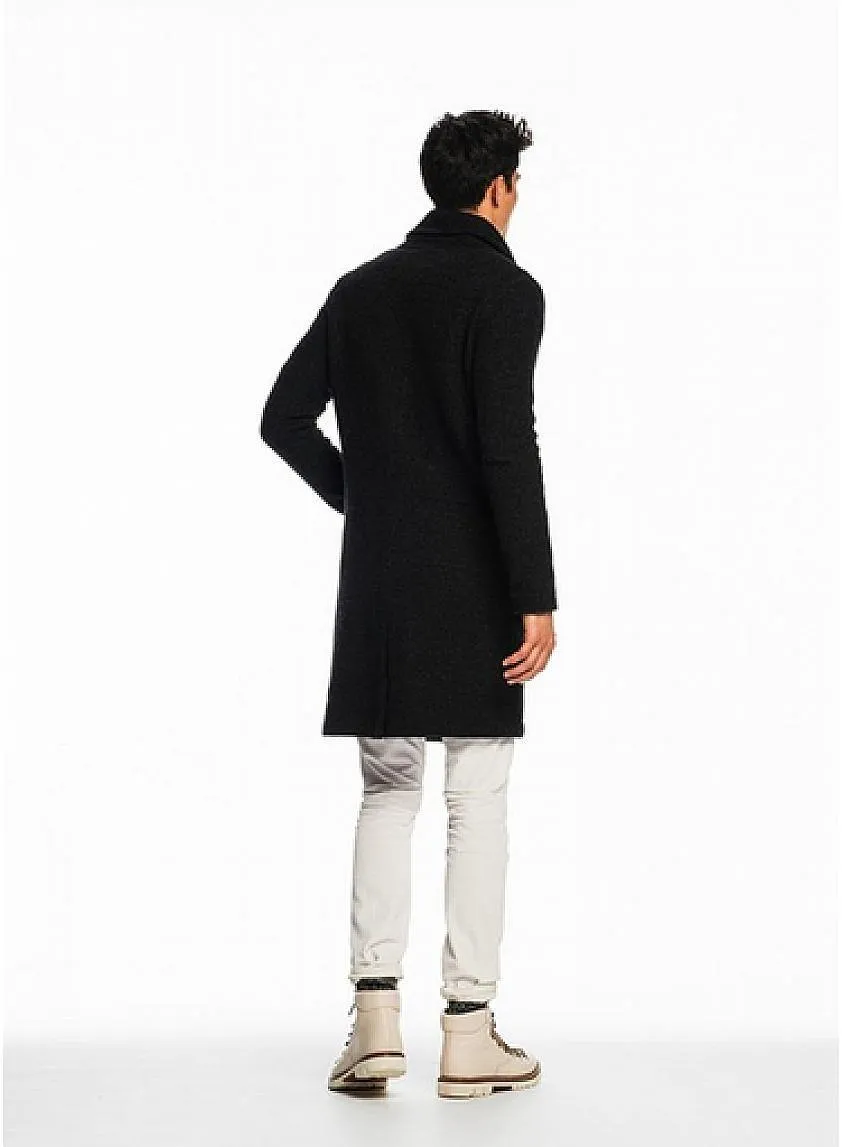 Boiled Wool Cardigan Black Melange