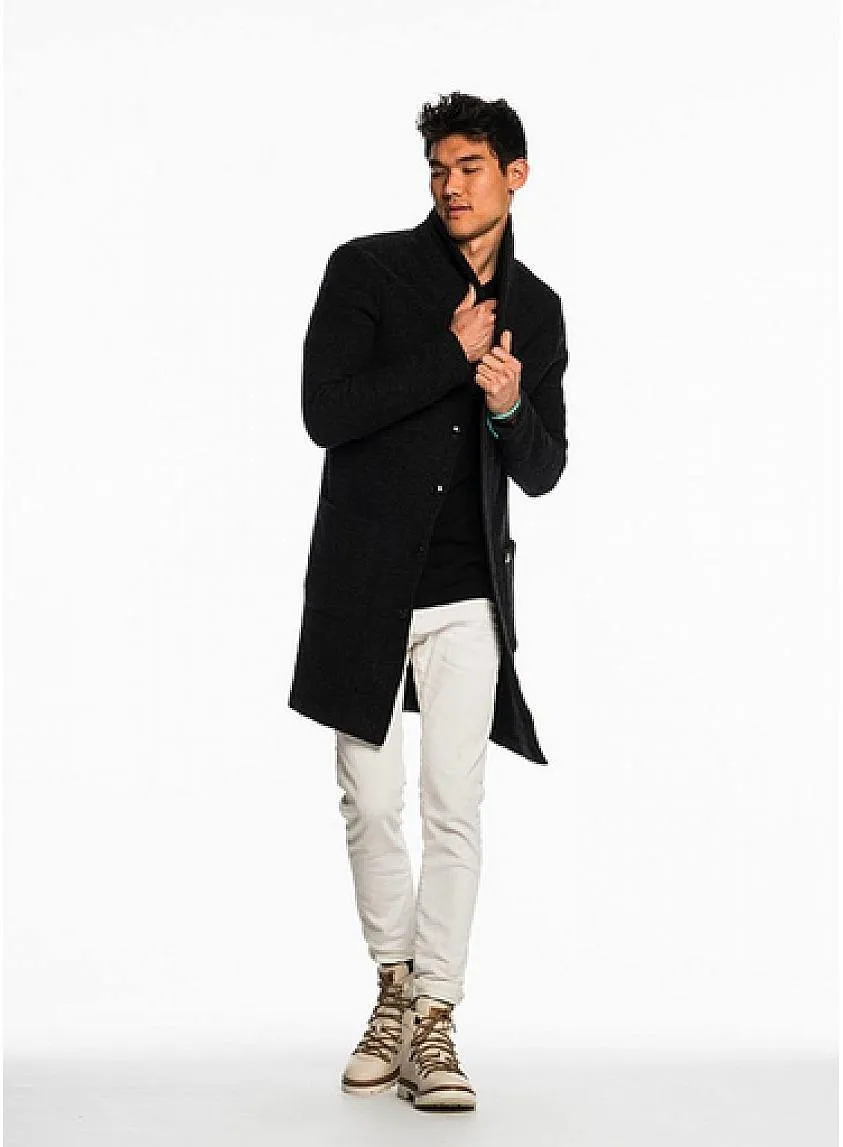 Boiled Wool Cardigan Black Melange
