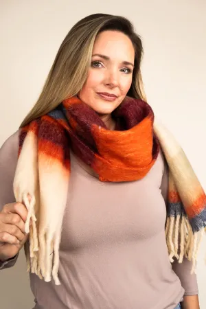 British Columbia Colorblock Long Scarf, Rust