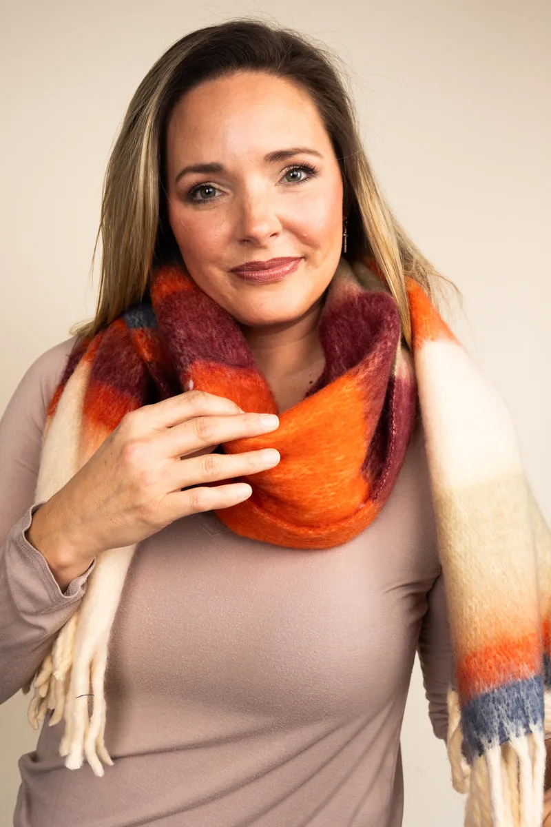 British Columbia Colorblock Long Scarf, Rust