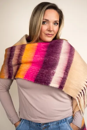 British Columbia Colorblock Long Scarf, Wine