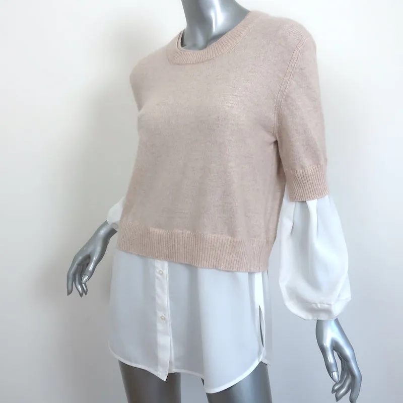 Brochu Walker Ebella Layered Crew Sweater Beige/White Size Medium NEW
