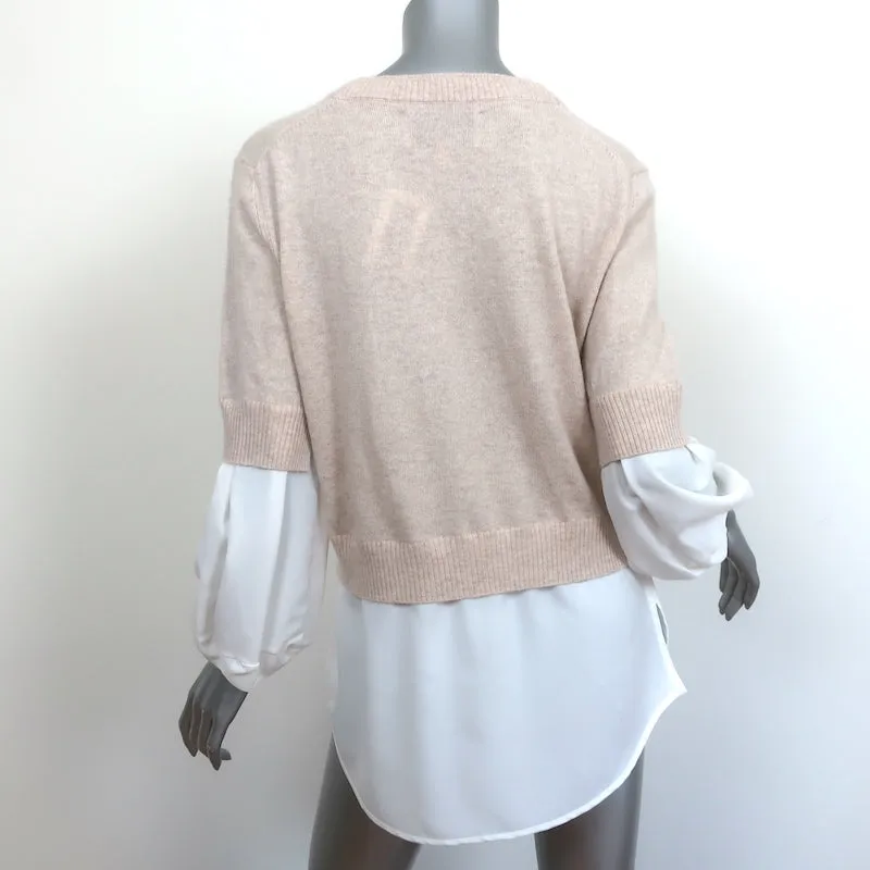 Brochu Walker Ebella Layered Crew Sweater Beige/White Size Medium NEW