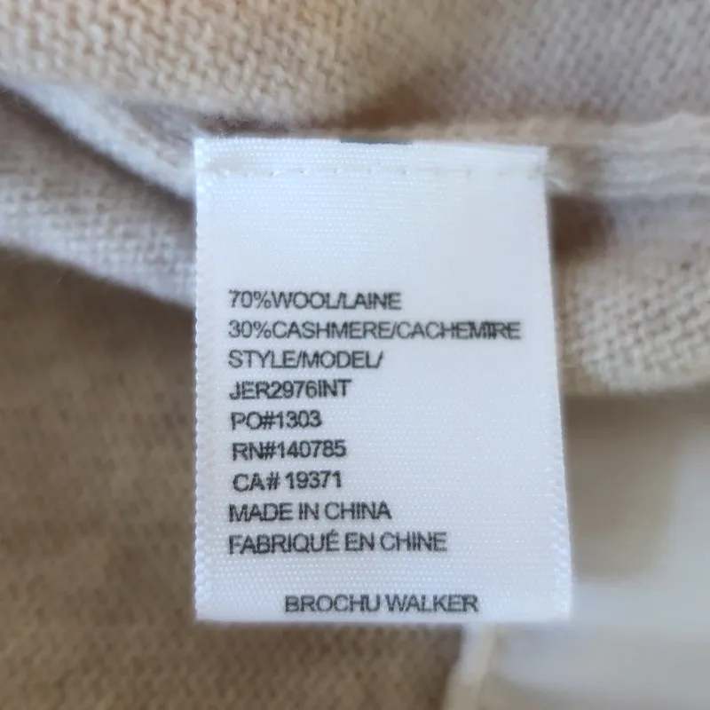 Brochu Walker Ebella Layered Crew Sweater Beige/White Size Medium NEW