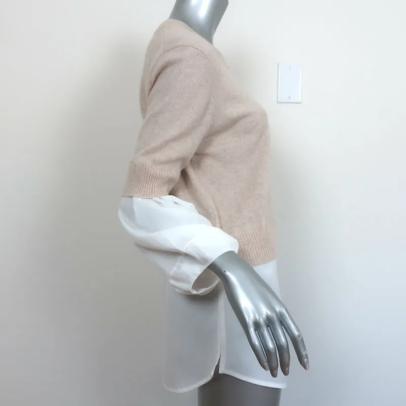 Brochu Walker Ebella Layered Crew Sweater Beige/White Size Medium NEW