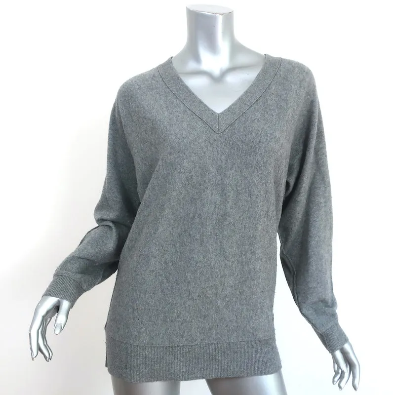 Brochu Walker Elbow Patch Sweater Gray Wool-Cashmere Size Medium V-Neck Pullover