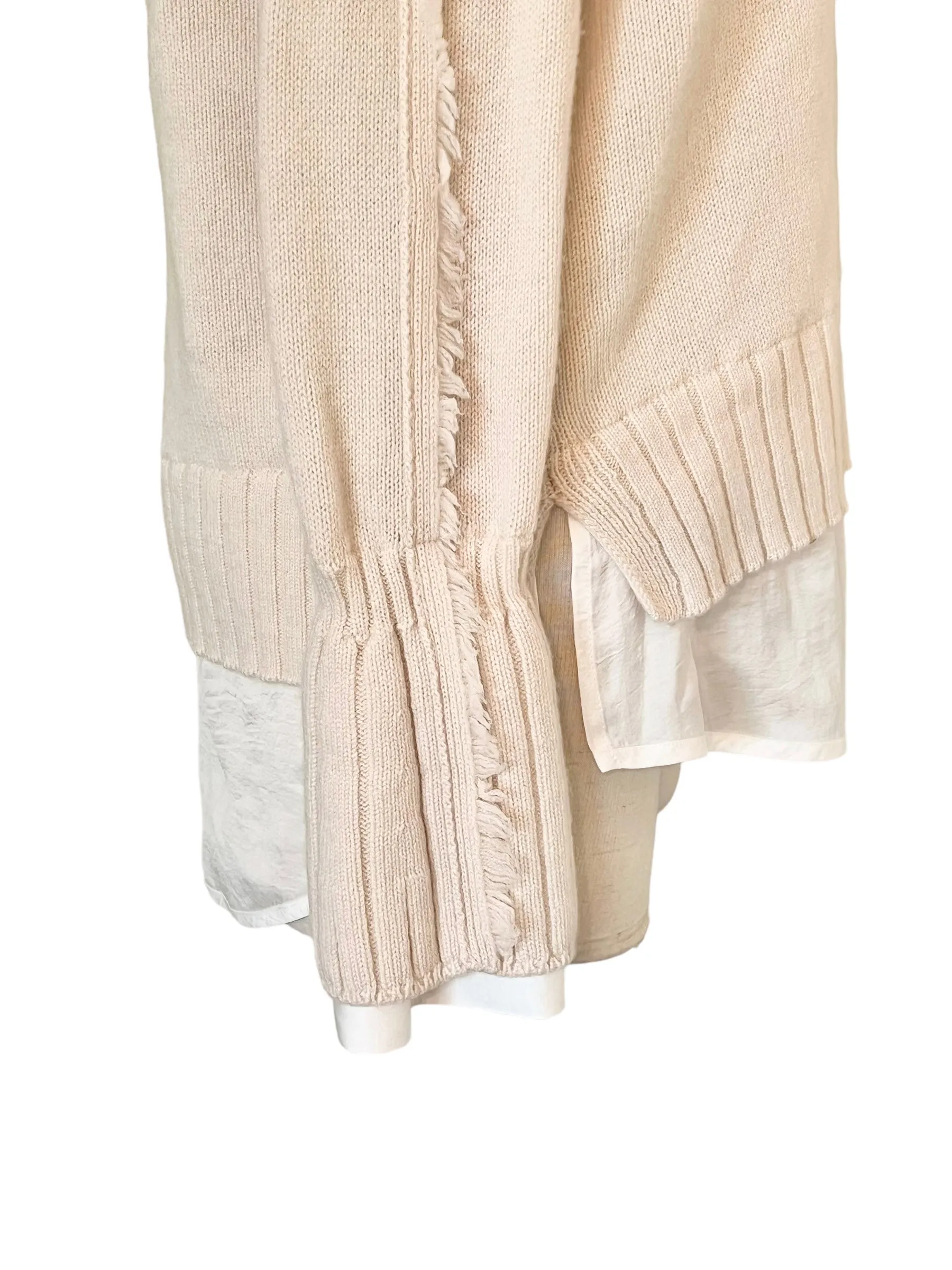 Brochu Walker Size M Cream Cashmere Blend Jolie Fringe Layered Looker Sweater