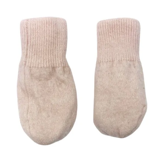 Buissonnière lined pink cashmere mittens - 6-9m