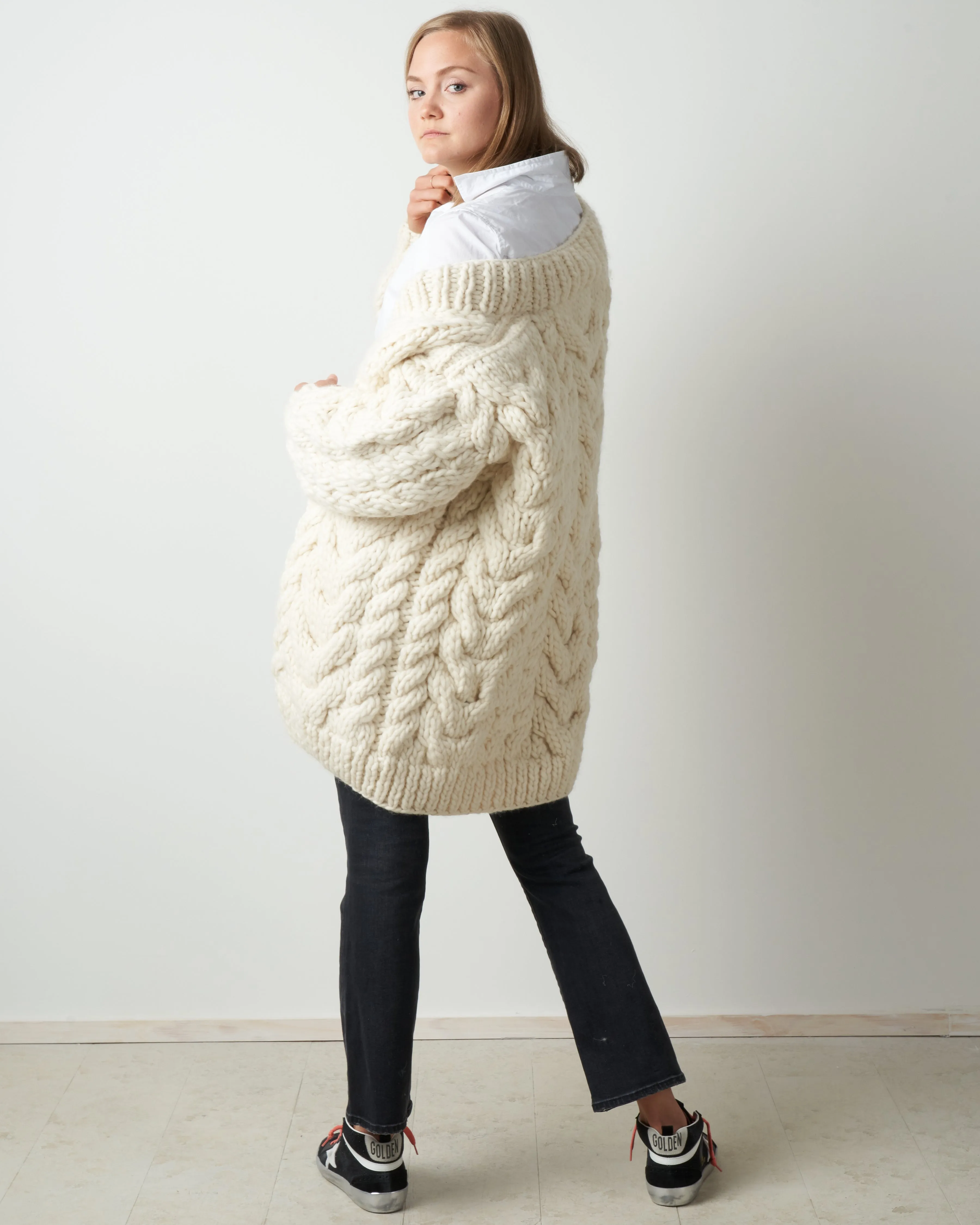 cable cardigan - cream