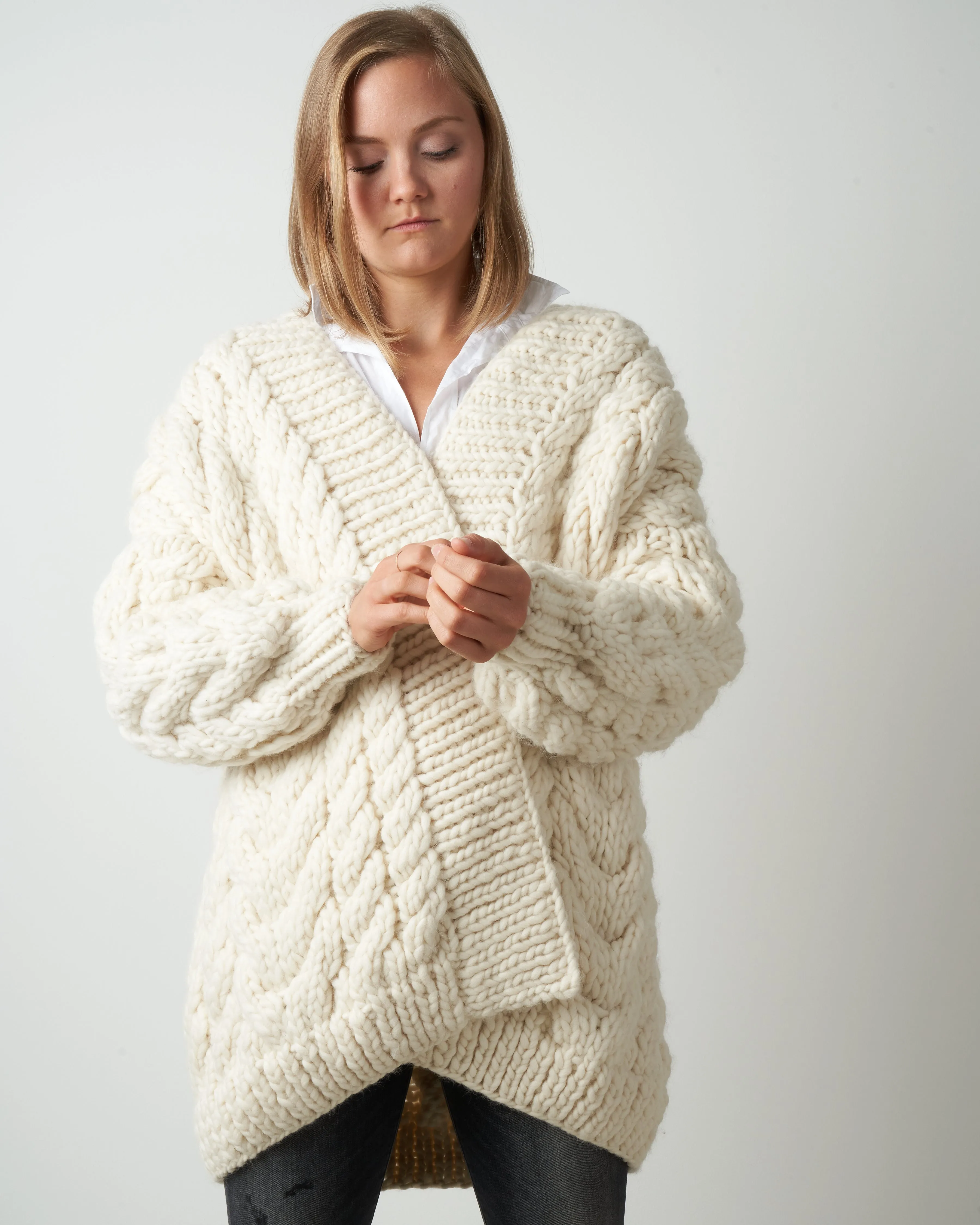 cable cardigan - cream