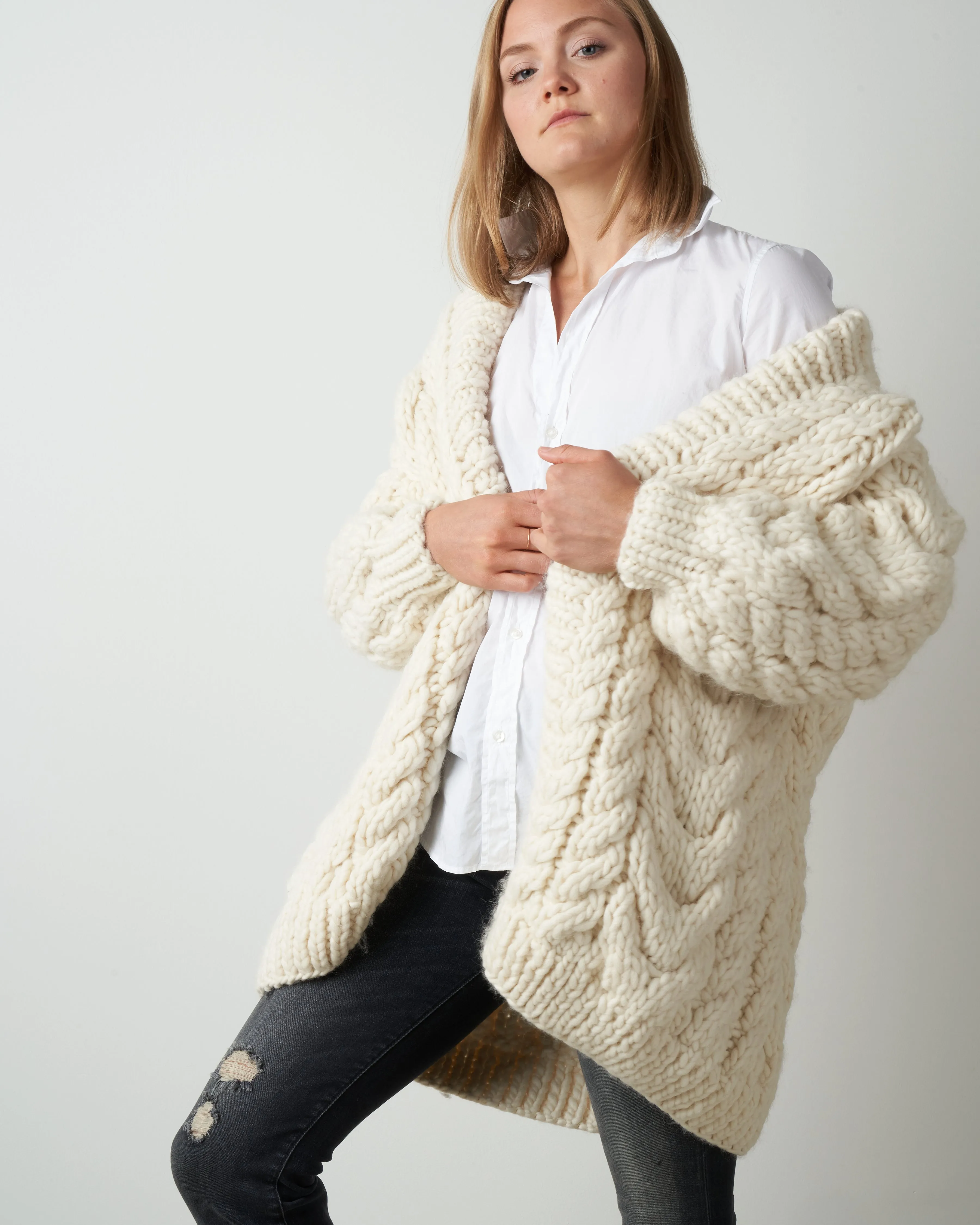 cable cardigan - cream