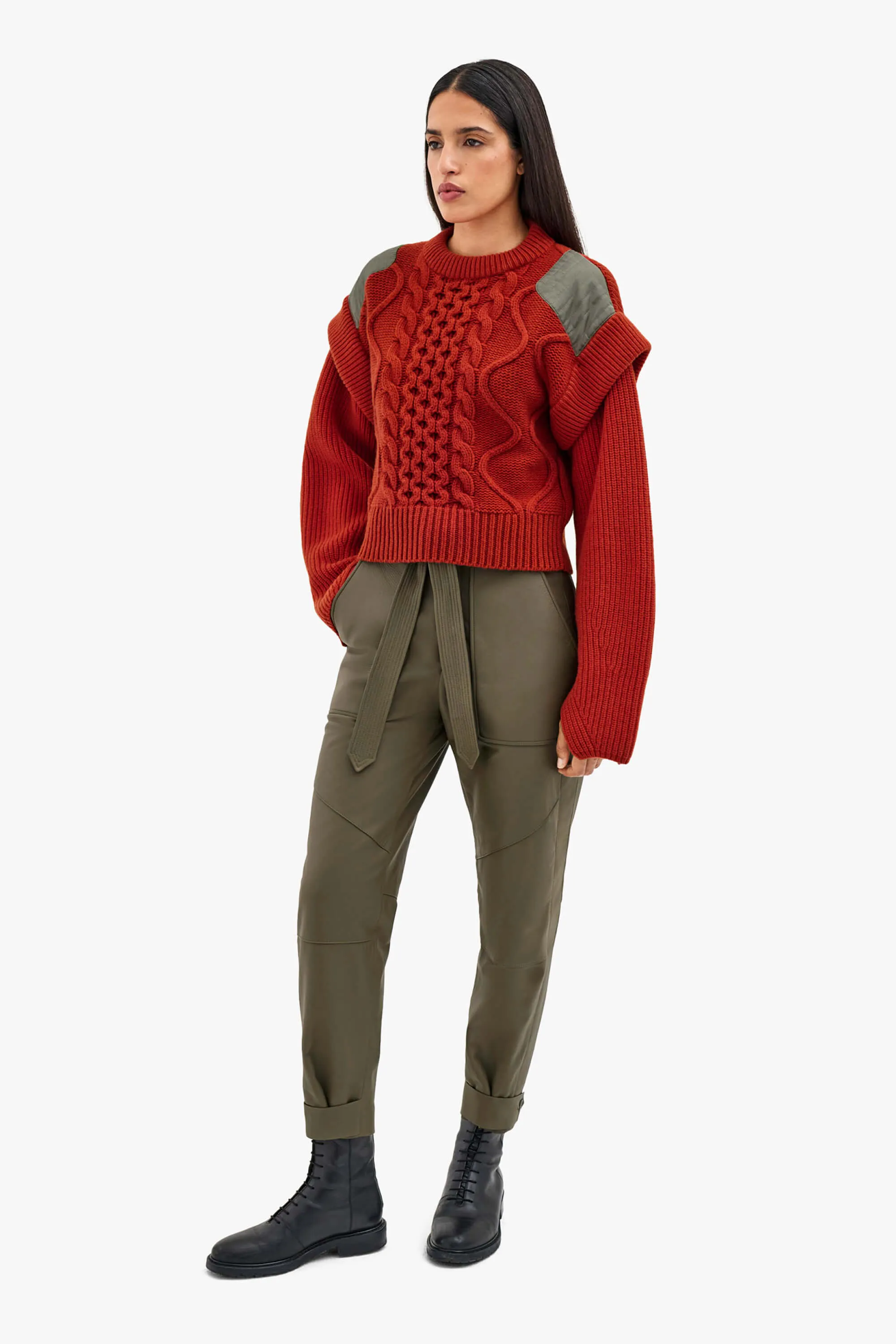 Cable Knit Crew Jumper - Amber