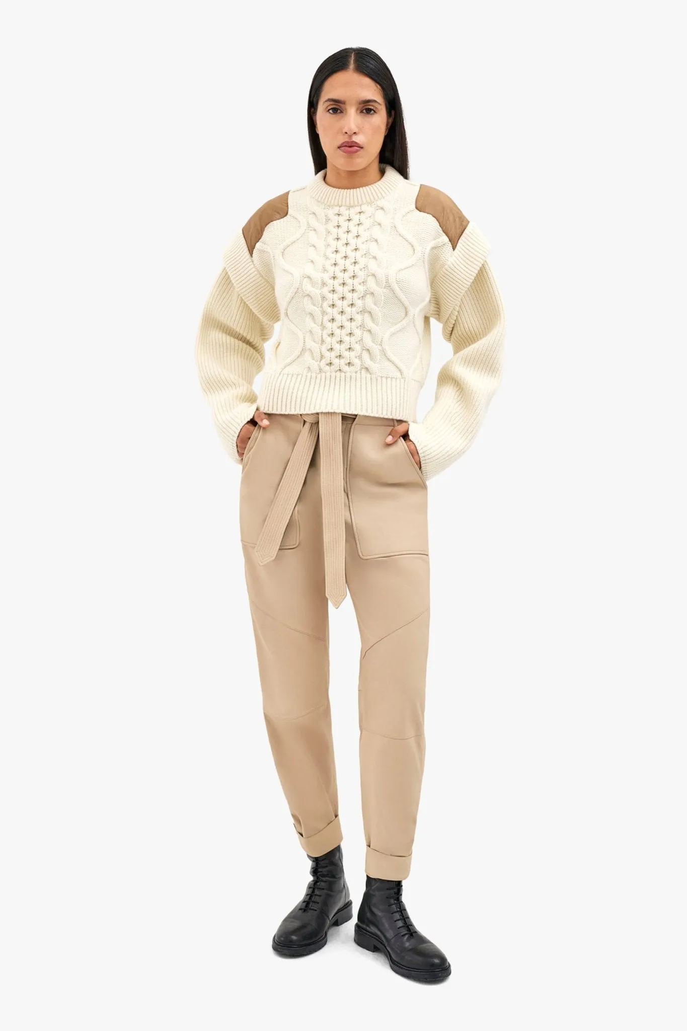 Cable Knit Crew Jumper - Ivory