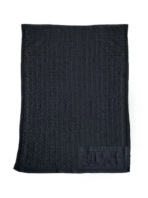 CABLE KNIT INITIAL STROLLER BLANKET