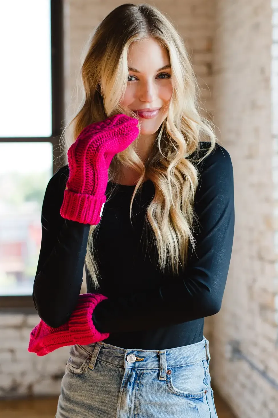 Cable knit mittens