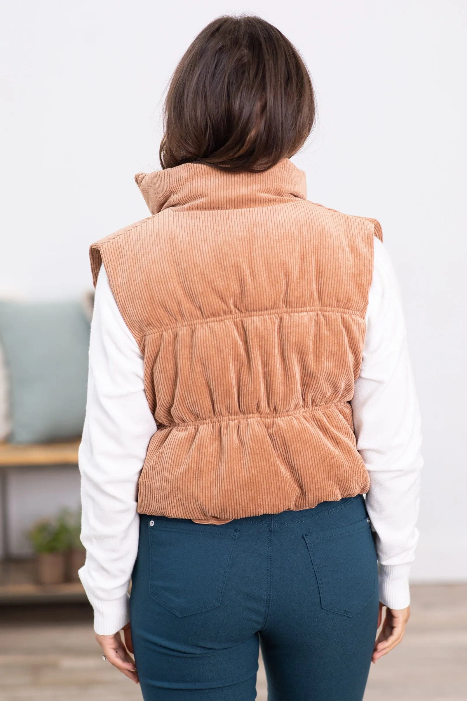 Camel Baby Corduroy Puffer Vest
