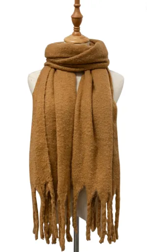 Camel Plain Tassel Blanket Scarf