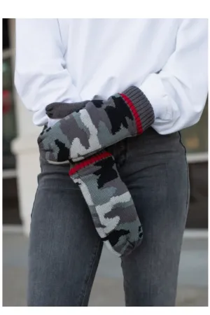 Camo stripe fleece lined mittens