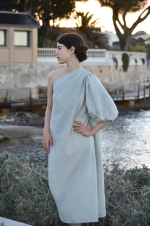 Carine Dress in Grey Chevron