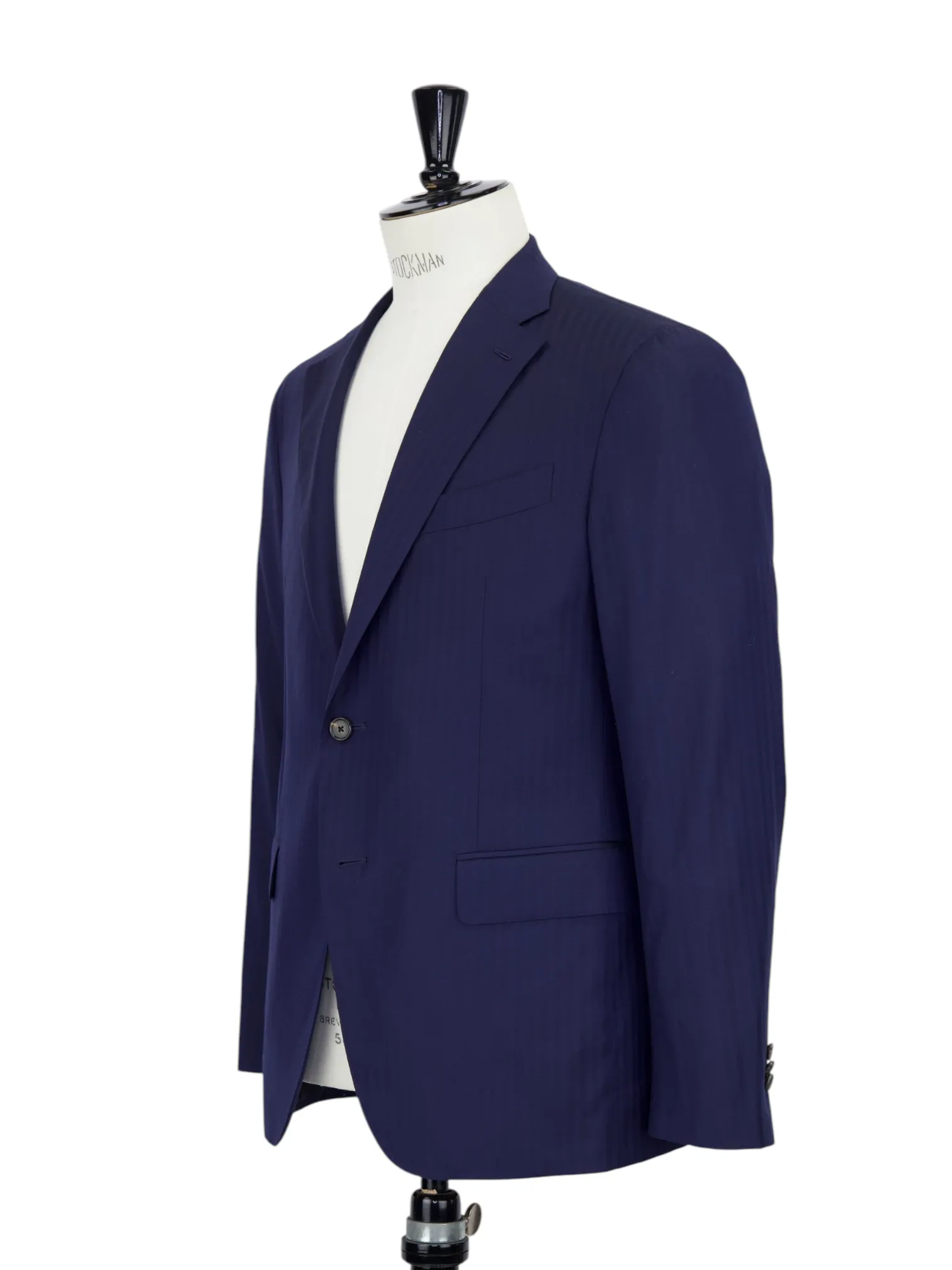 Caruso Navy Super 170's Wool & Cashmere "Cashmere Wish" Herringbone Boheme Suit   Extra Trousers