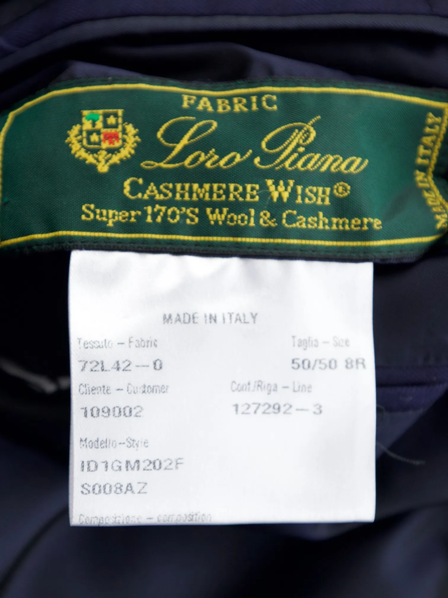 Caruso Navy Super 170's Wool & Cashmere "Cashmere Wish" Herringbone Boheme Suit   Extra Trousers
