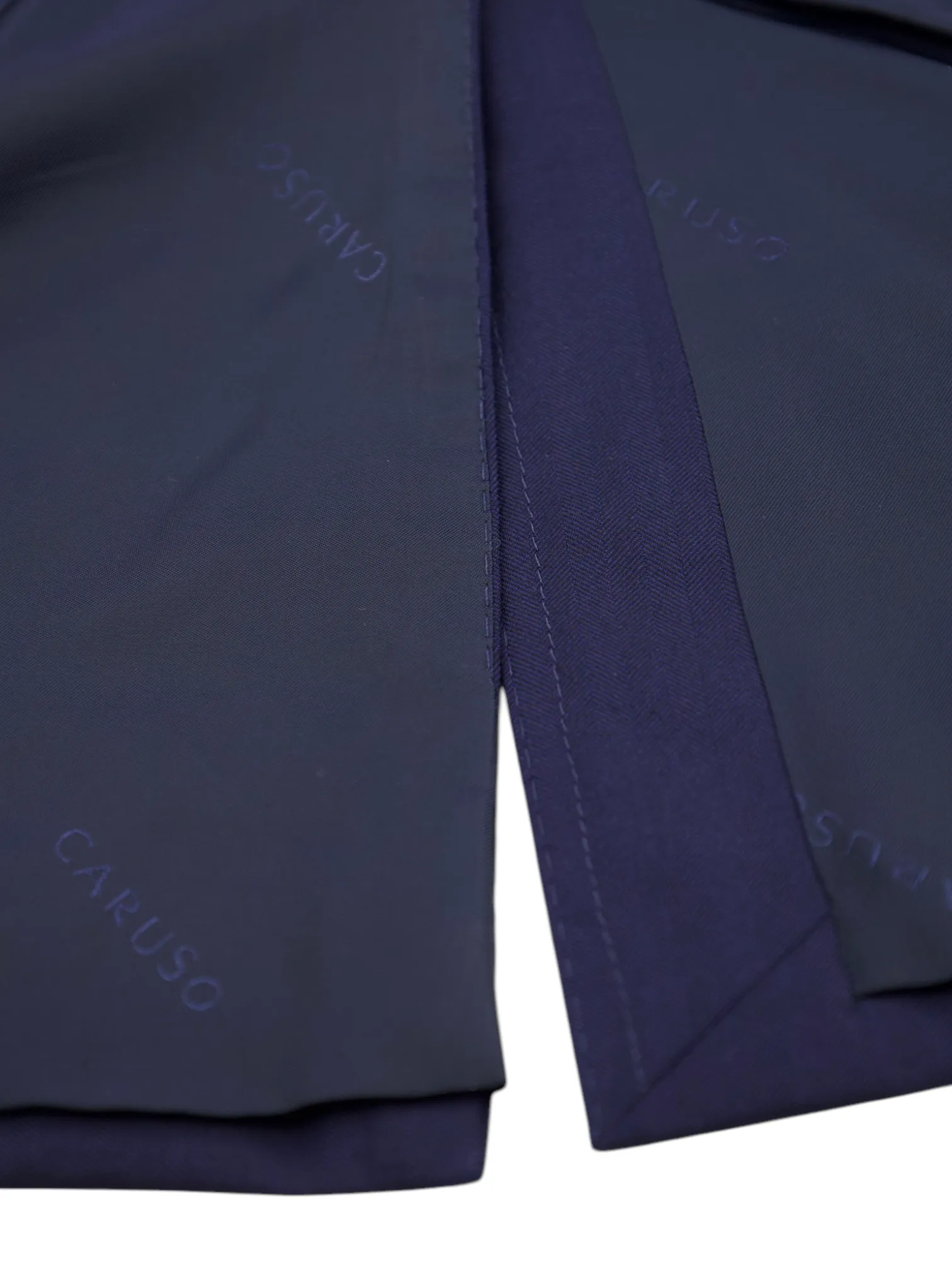 Caruso Navy Super 170's Wool & Cashmere "Cashmere Wish" Herringbone Boheme Suit   Extra Trousers