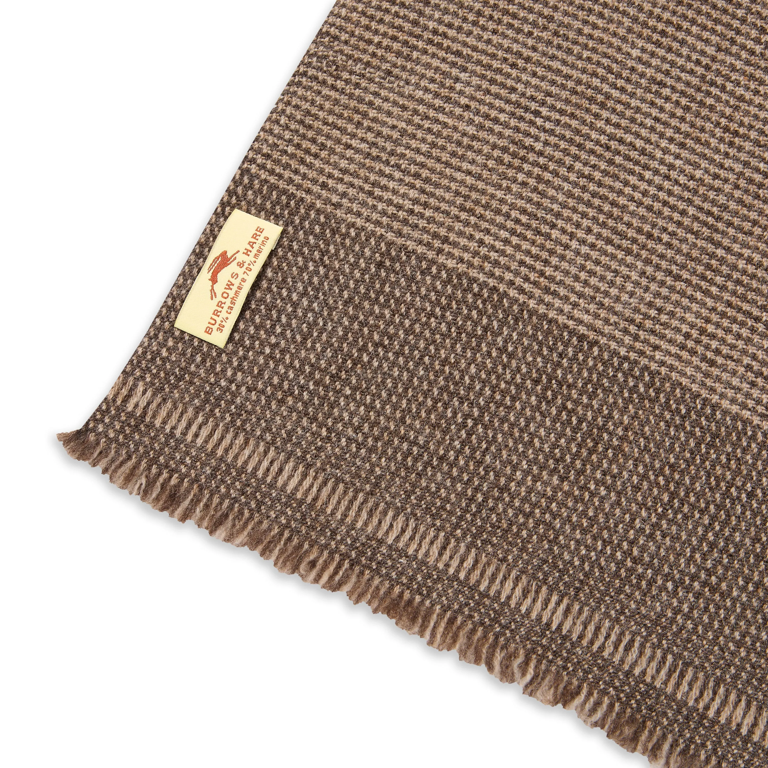Cashmere & Merino Wool Scarf - Brown Houndstooth
