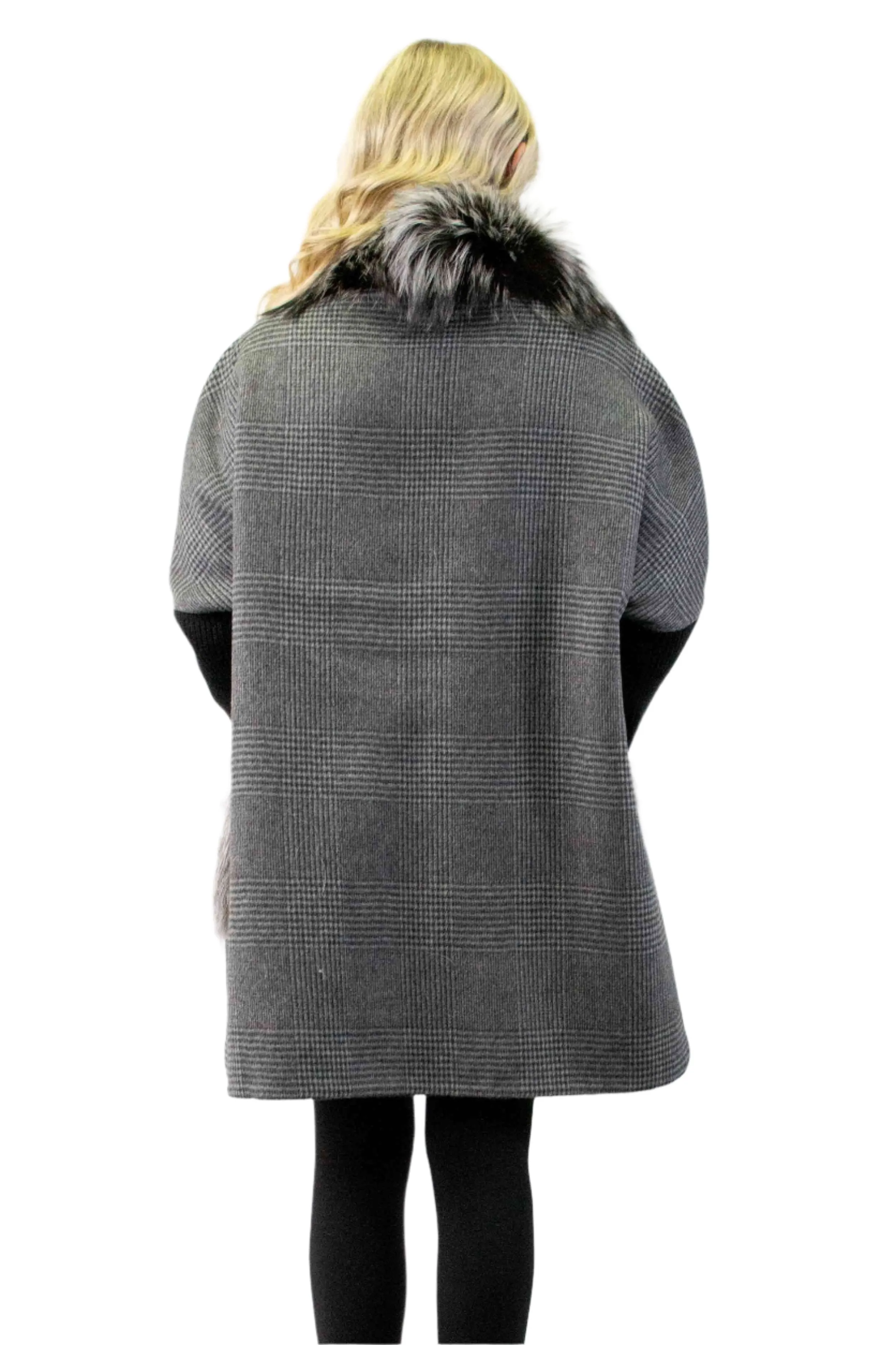 Cashmere & Wool Blend Stroller with SAGA Fox Fur Trim