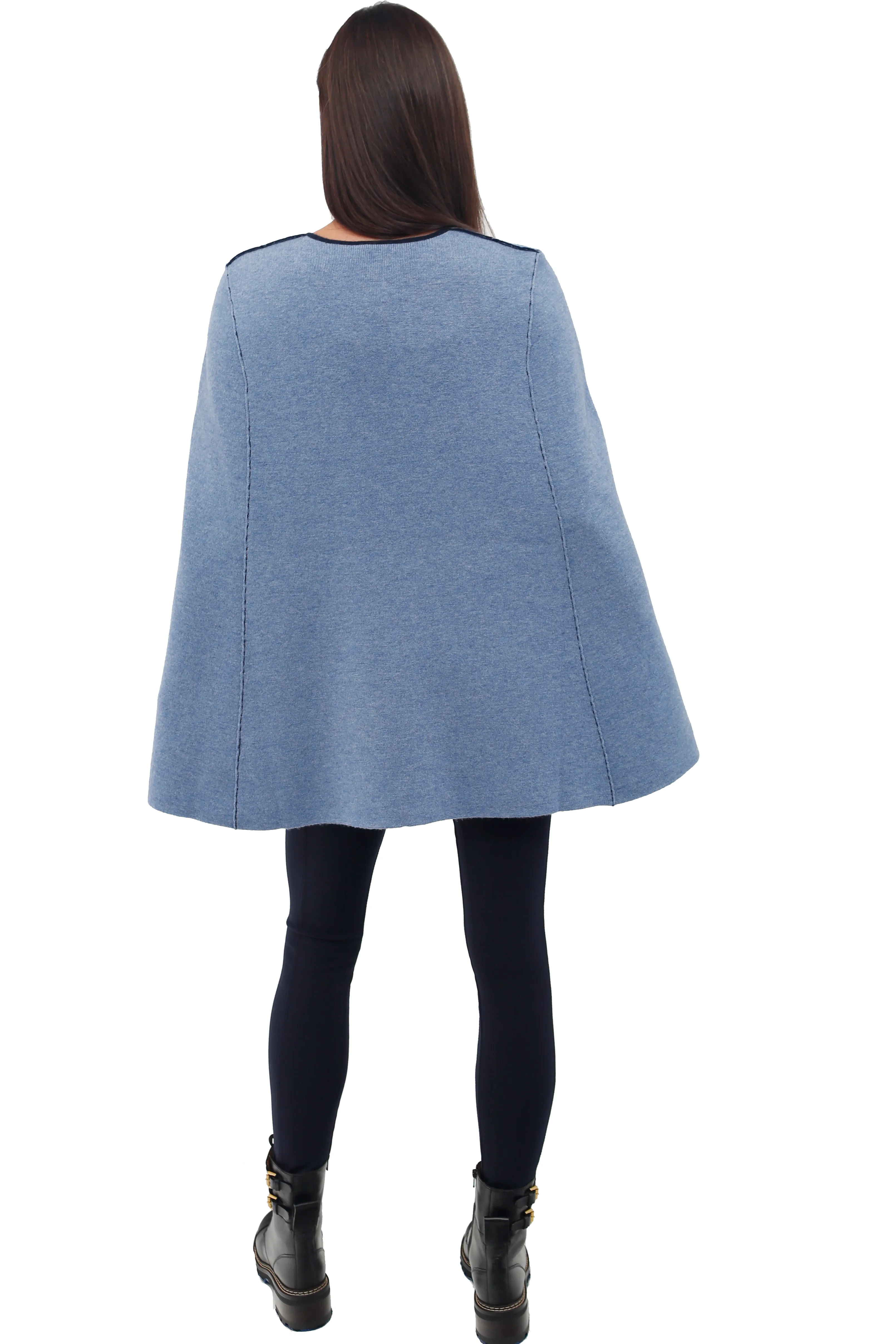 Cashmere Blend Zip Front Reversible Cape