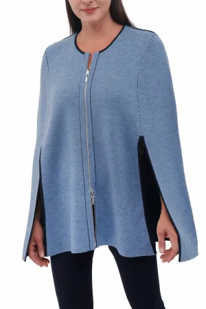 Cashmere Blend Zip Front Reversible Cape