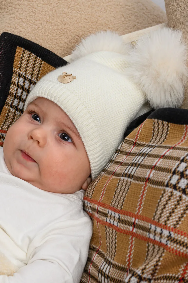Cashmere Double Faux Fur Pom Pom Hat