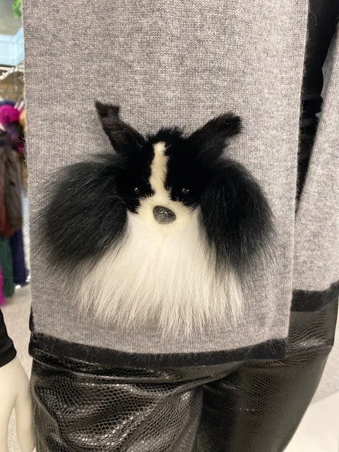 Cashmere Scarf with Mink Puppies
