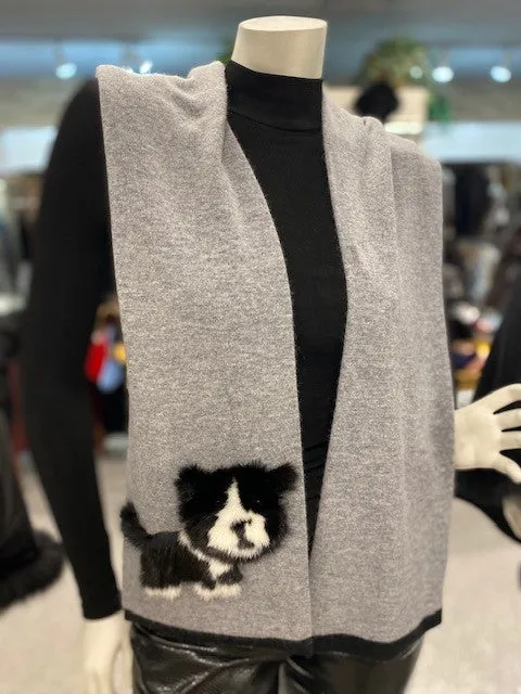 Cashmere Scarf with Mink Puppies